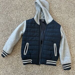 Ring of Fire Navy Jacket with Heather Gray Hood - Youth Size 7